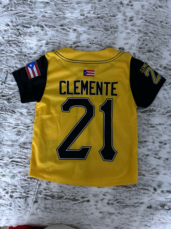 Camisa Puerto Rico Jersey Clemente 21 (Niño) Amarilla y Negra