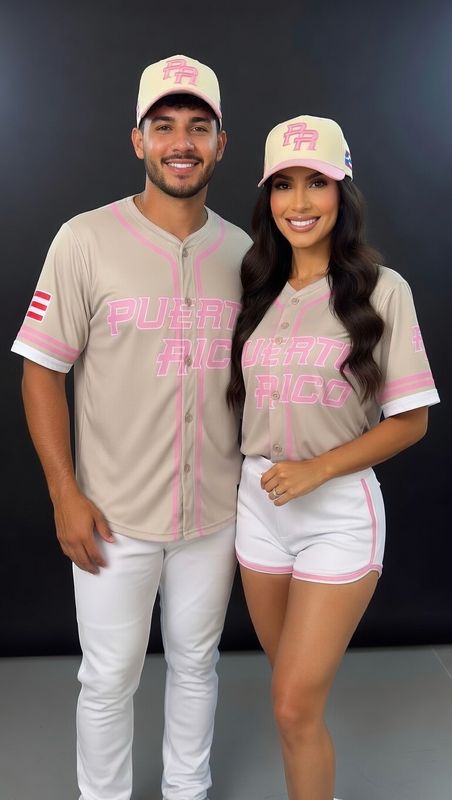 Camisa Puerto Rico Jersey ( Adulto ) Crema Y Rosa
