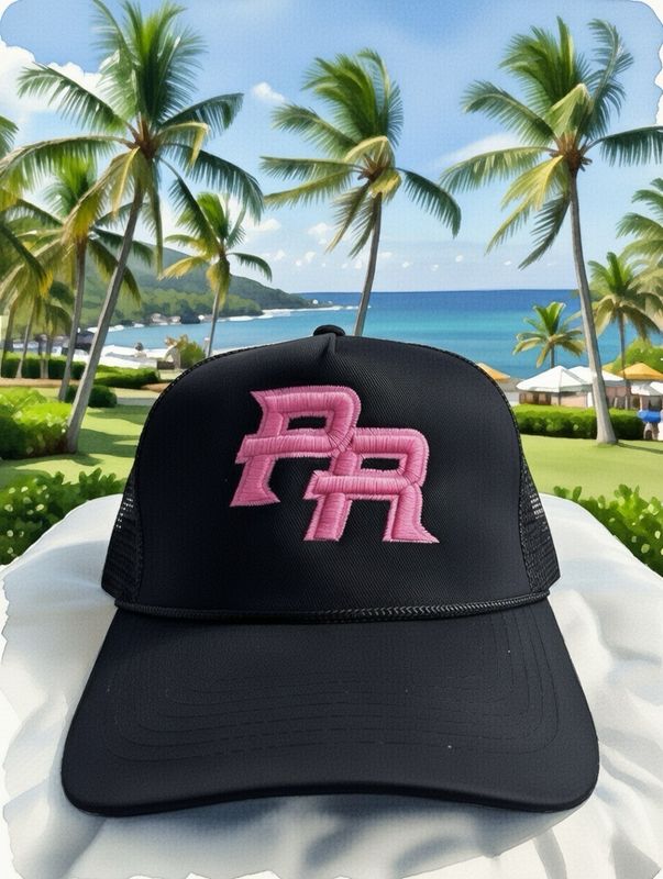 Gorra PR Rosa y Negra ( Ajustable )