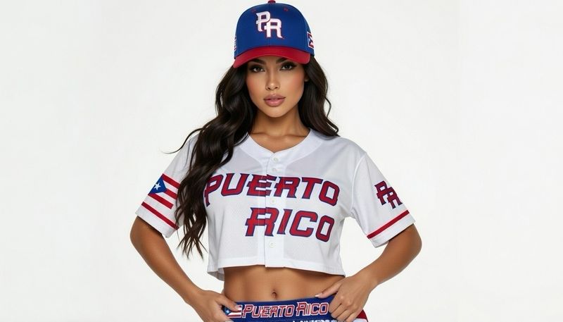 Camisa Jersey PR Crop Top ( Blanca Y Roja)