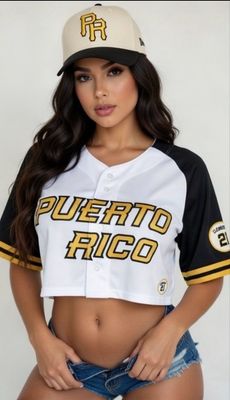 Camisa Jersey PR Crop Top ( Blanca Y Amarilla)