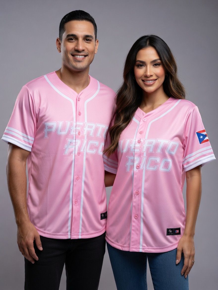Camisa Puerto Rico Jersey ( Adulto ) Rosa Y Blanca