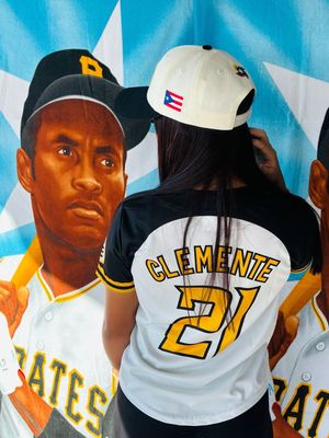 Camisa PR Clemente PR 21 Crema, Negra Y Amarilla( Adulto ) Jersey