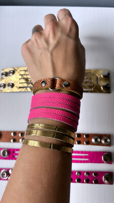 Pulsera 5 Lazos cuero con doble Broche