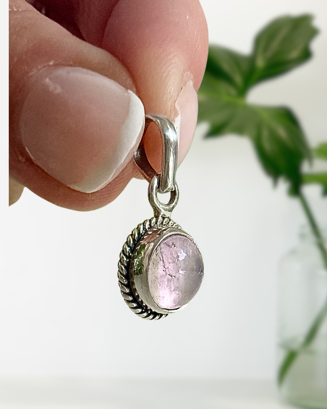 Dije Cuarzo Rosa 11mm *PLATA925*