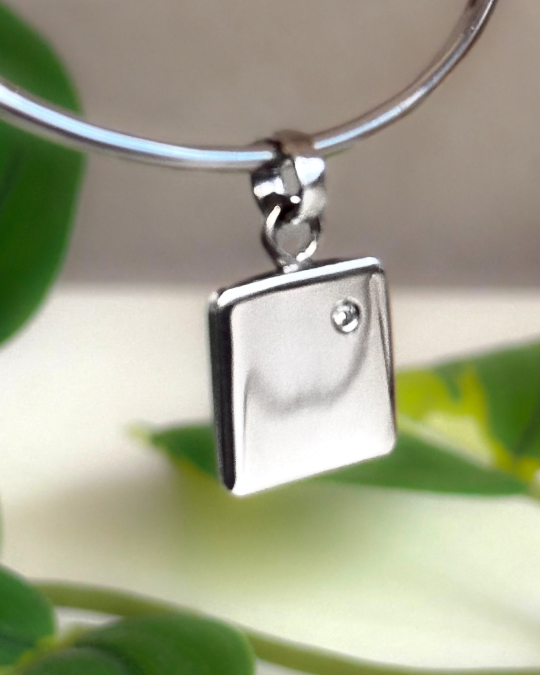 Medalla cuadrada 1.5cm*1.5cm c/circonia *PLATA925*