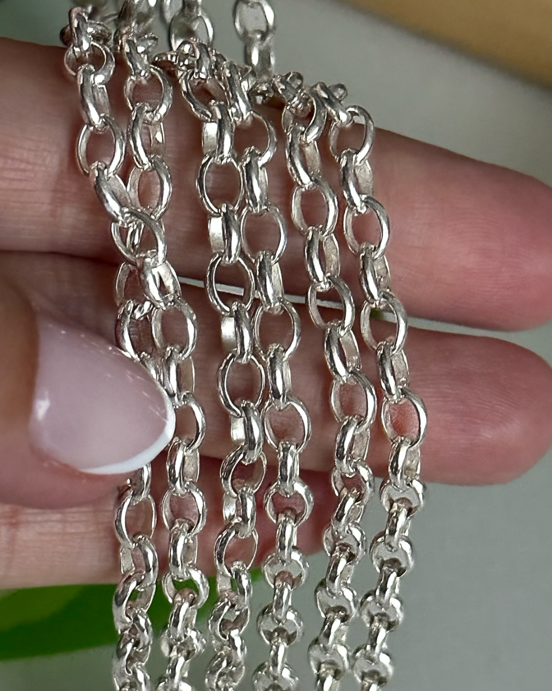 Cadena Rolo oval Maciza 5mm*4mm *PLATA925* 45 cm de largo