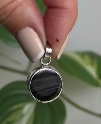 Ágata negra reversible Luna 1,5cm *PLATA925*