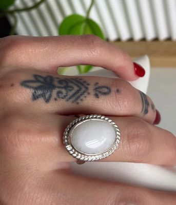 ANILLO CUARZO BLANCO Large  *PLATA925* Regulable