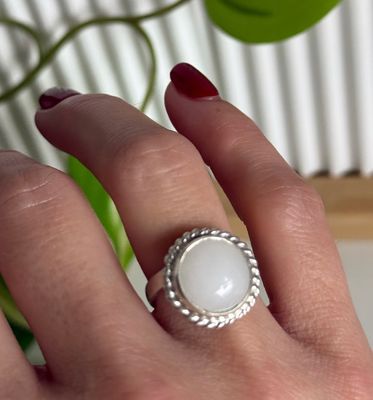 ANILLO CUARZO BLANCO Small  *PLATA925* Regulable