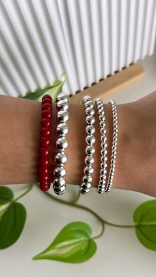 Pulsera Esferas (cordón de plata) 8mm *PLATA925* Italy