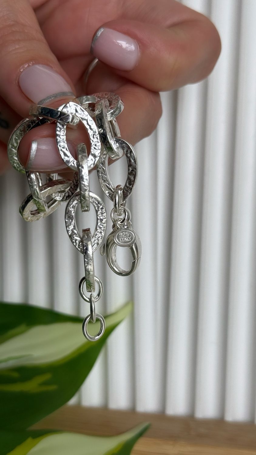 Pulsera Eslabón grueso Martillada *PLATA925* Italy