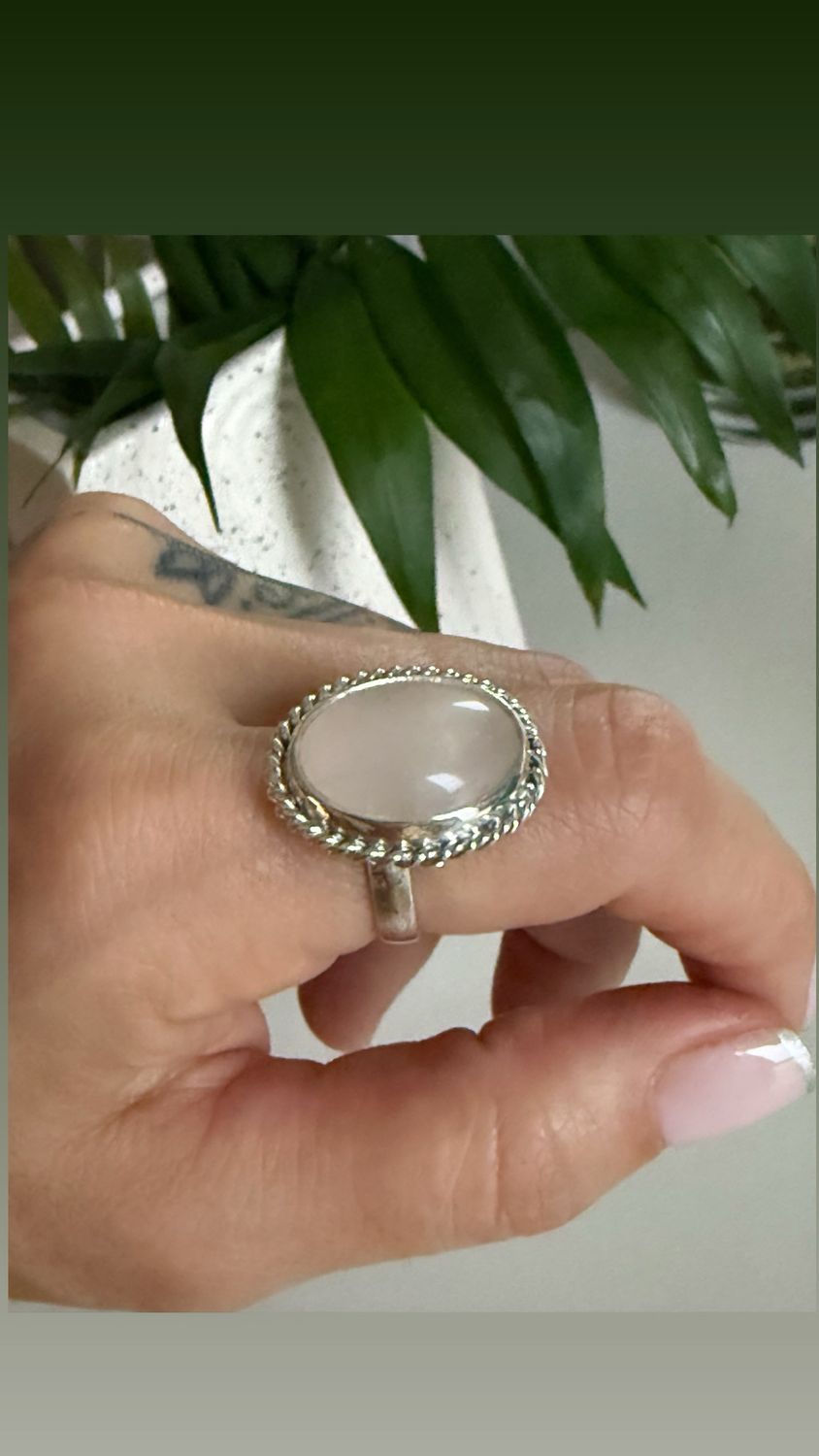 Anillo CUARZO ROSA *PLATA925* Regulable