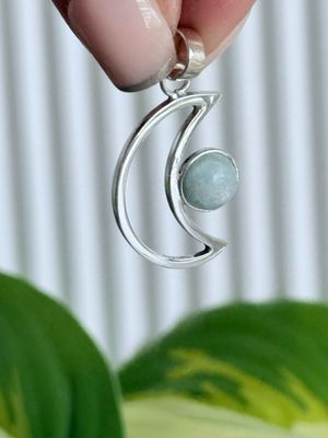 Lunita + piedra natural! *PLATA925* 3 cm