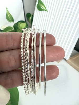 Esclavas Finas Lisas con broche para dijes. *PLATA925*