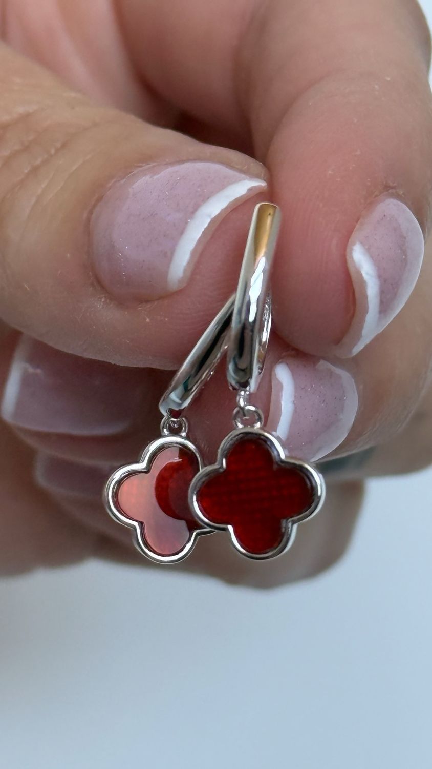 Aros Van Cleef  ágata roja 8mm*8mm *PLATA925*