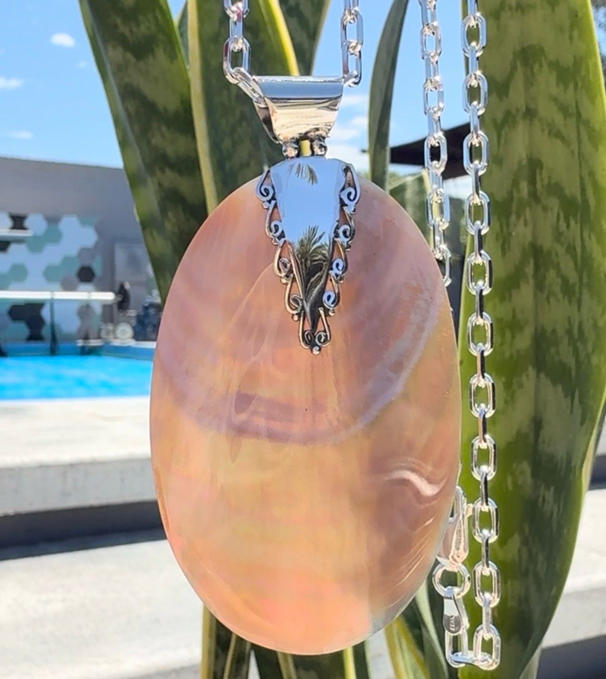 NácarXL  Brisa Rosa 7 cm *PLATA925*