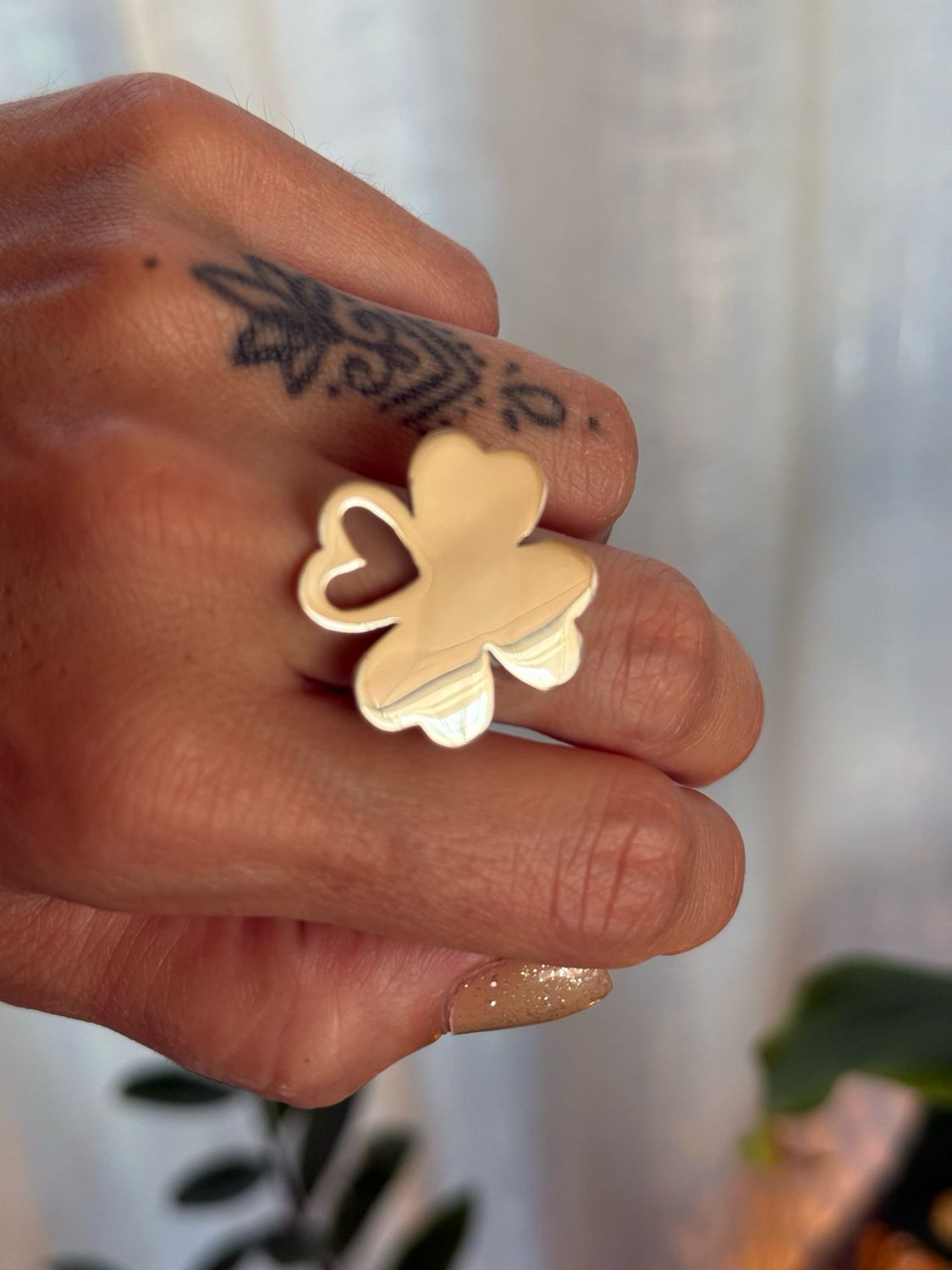 Anillo trébol 4 hojas🍀 Regulable *PLATA925*