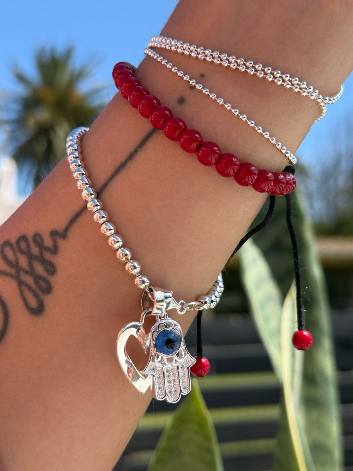 Manito de Hamsa con ojito protector *PLATA925*