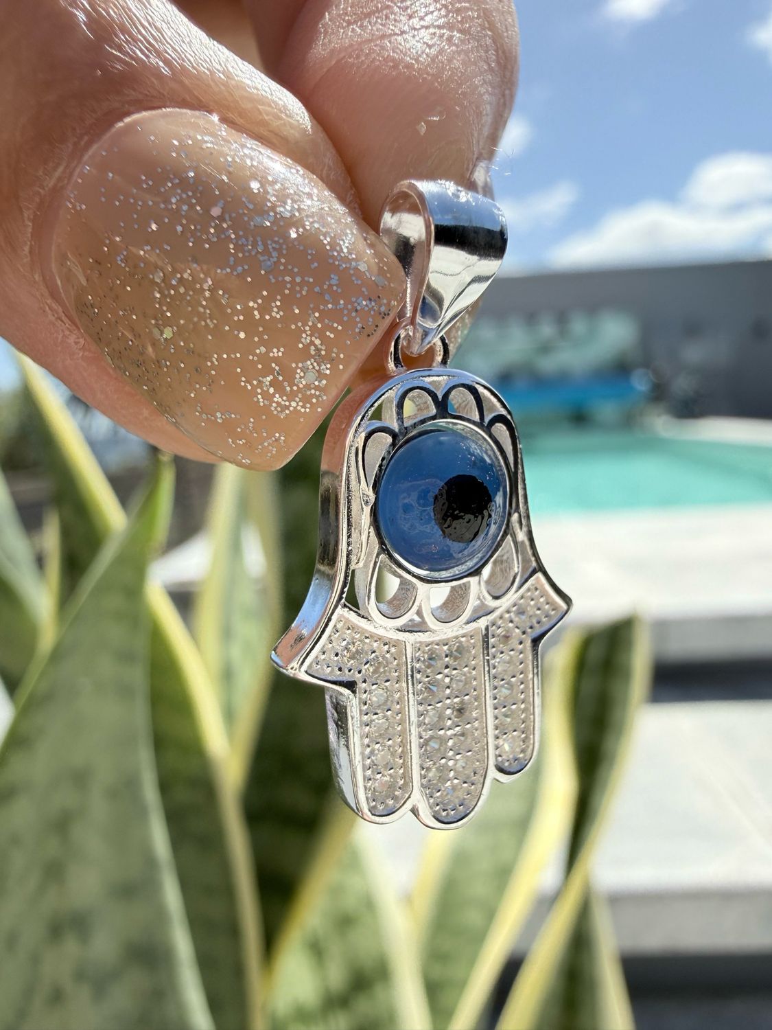 Manito de Hamsa con ojito protector *PLATA925*