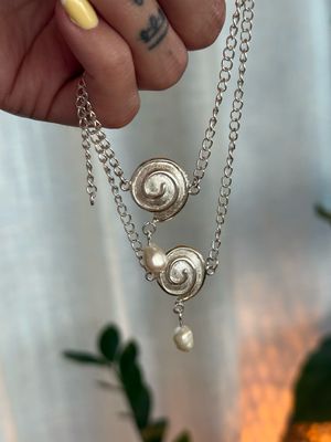 Tobillera baby caracola 🐚 y perla de río *PLATA925*