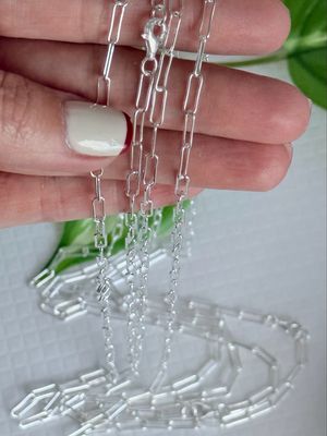 Cadena clip eslabón chico *PLATA925*| 60 cm