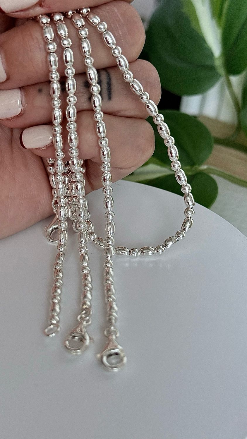 Pulsera de Bolitas y Semillitas gruesa *PLATA925*