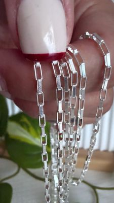 Cadena eslabón rectangular plano 60 cm *PLATA925*