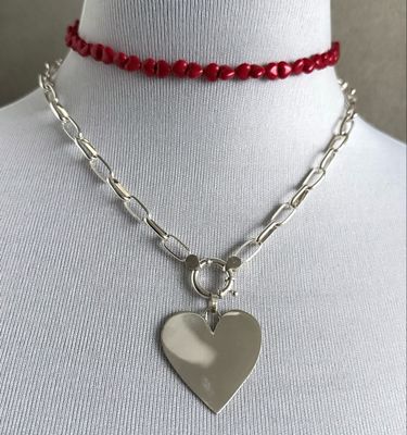 Choker eslabón macizo media caña *PLATA925* 45 cm