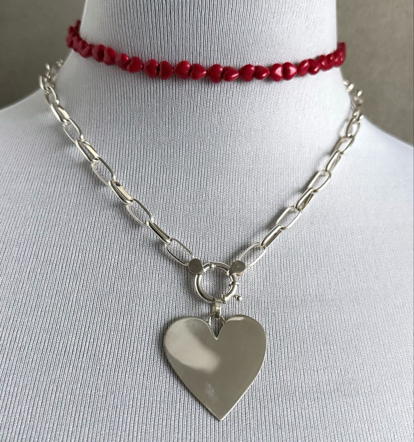 Choker eslabón macizo media caña *PLATA925* 45 cm