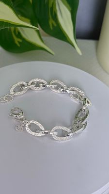 Pulsera Eslabón grueso Martillada *PLATA925* Italy