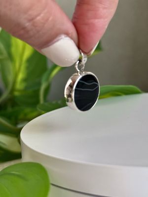 Ágata negra reversible Luna 1,5cm *PLATA925*