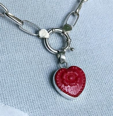 Cuore de CRISTAL CHECO tallado con flor *PLATA925*