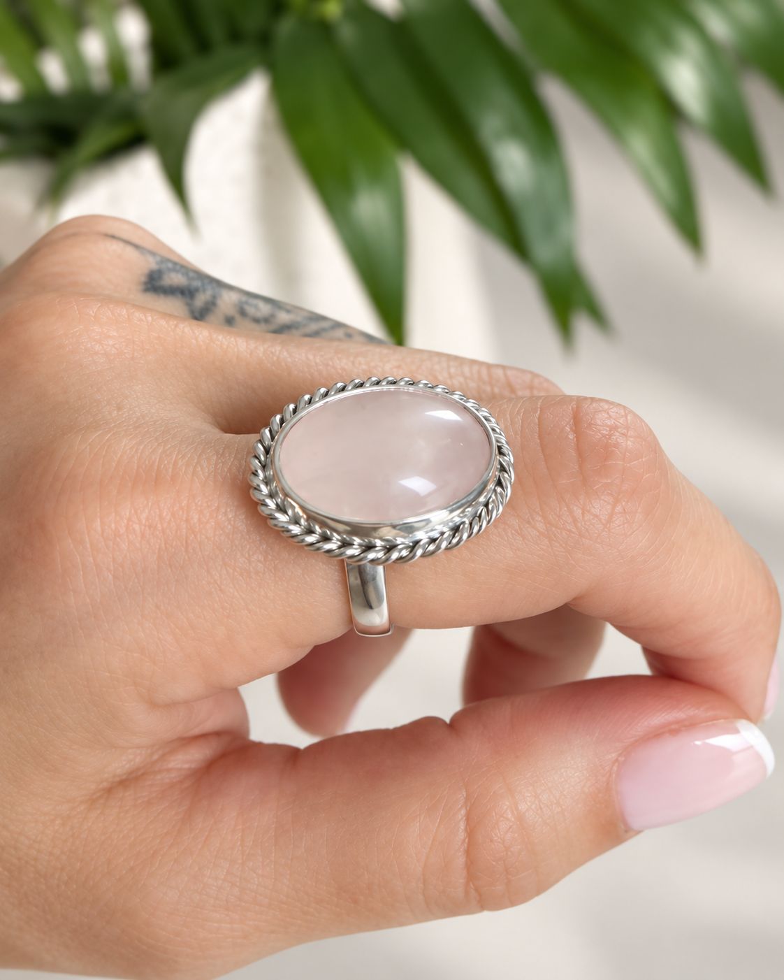Anillo CUARZO ROSA *PLATA925* Regulable