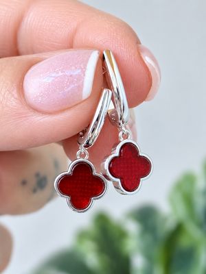 Aros Van Cleef ÁGATA roja 8mm*8mm |PLATA925|