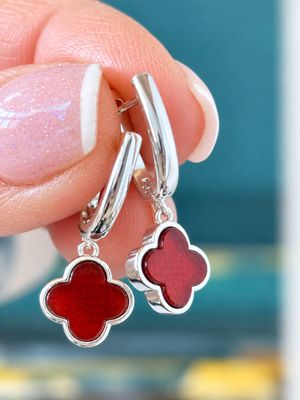 Aros Van Cleef ÁGATA roja 8mm*8mm |PLATA925|