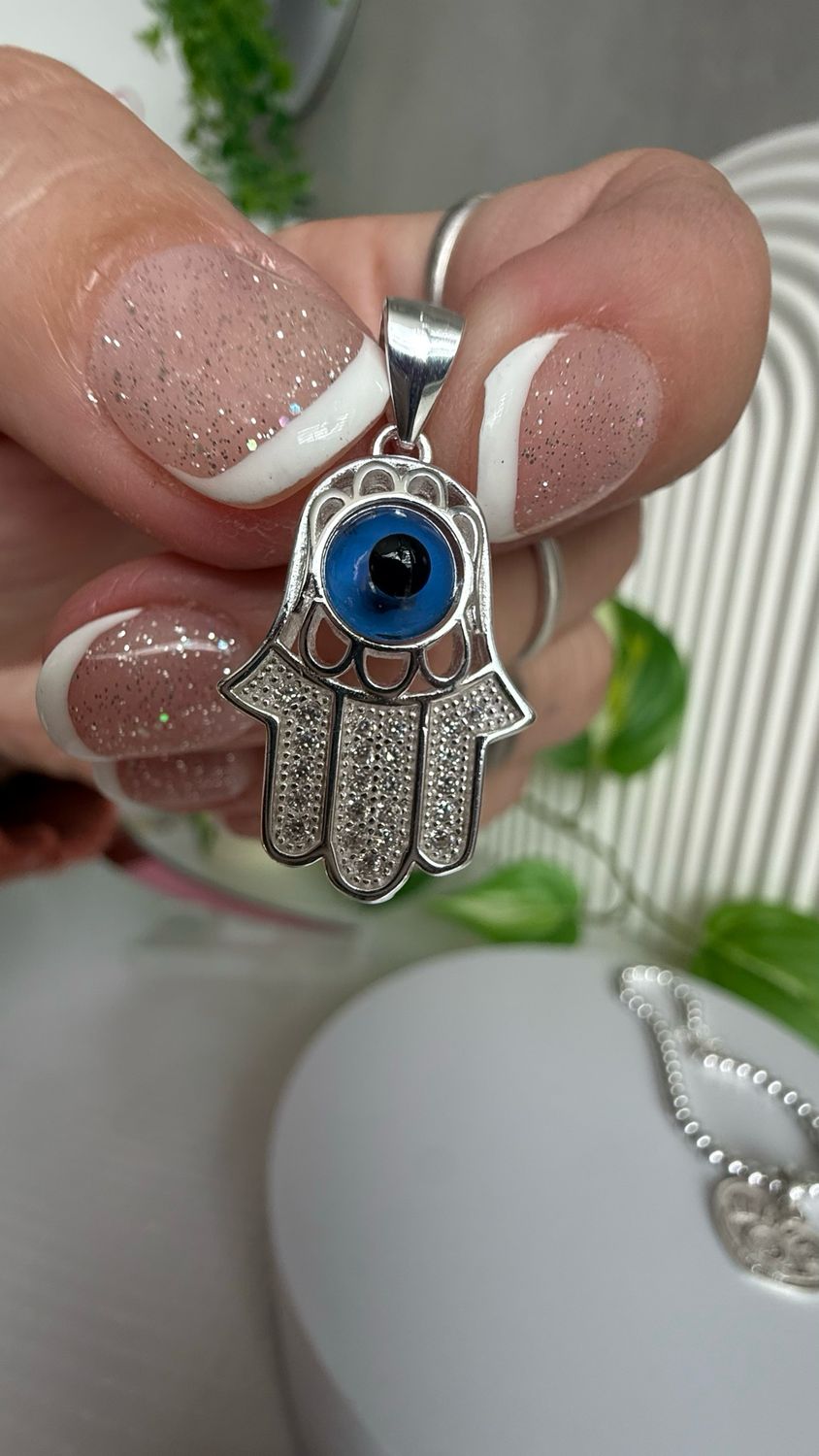 Manito de Hamsa con ojito protector *PLATA925*