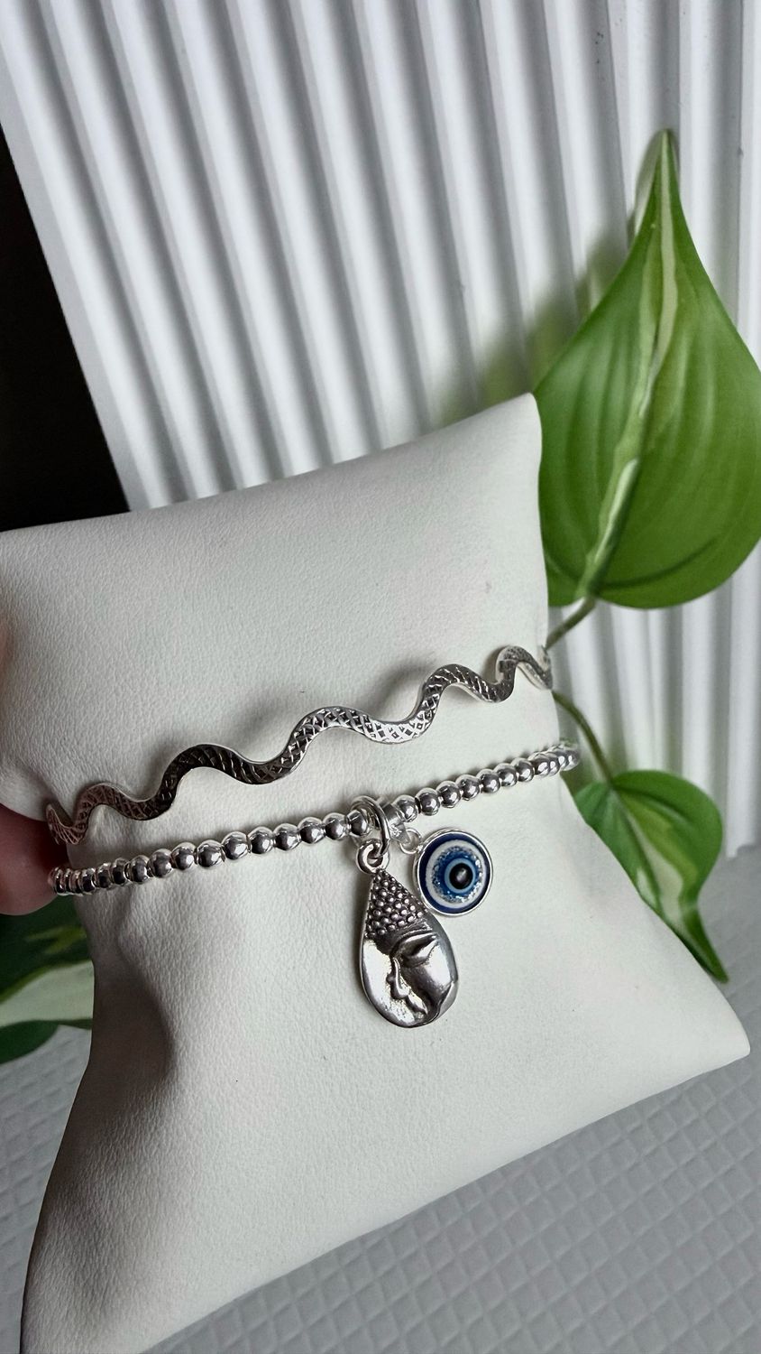 Mini Ojito Turco |*PLATA925*| Maciza con textura