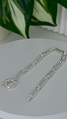 Pulsera Eslabón rectangular | Cierre Marinero | 19 cm | *PLATA925* |