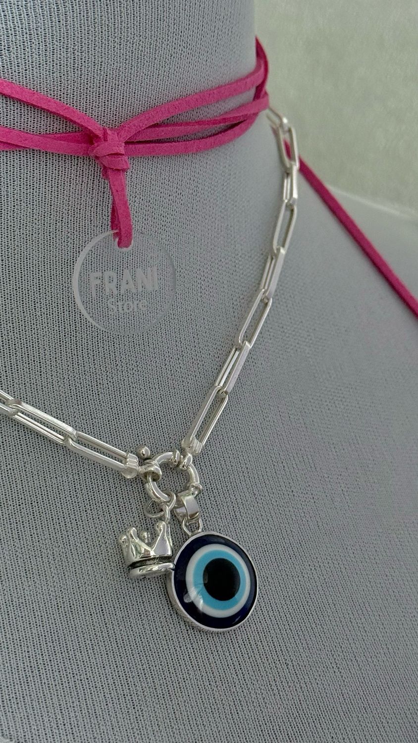 Choker eslabón rectangular | Cierre Marinero | 45 cm | *PLATA925* |