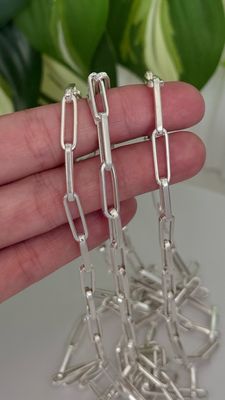 Choker eslabón rectangular | Cierre Marinero | 45 cm | *PLATA925* |