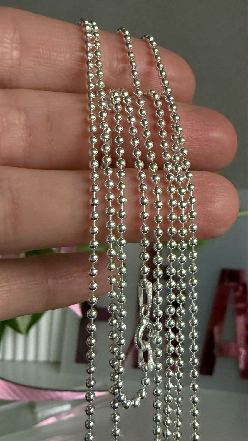 Cadena de esferitas  de 2 mm 45 cm *PLATA925*