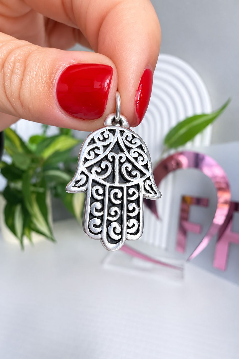 Manito de Hamsa M |*PLATA925*| 2.7 cm x 1.9 cm | Plata inflada.