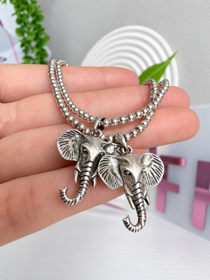 Pulsera elástica de bolitas 2.5 mm con dije Elefante 1,7 cm x 2 cm |*PLATA925*|