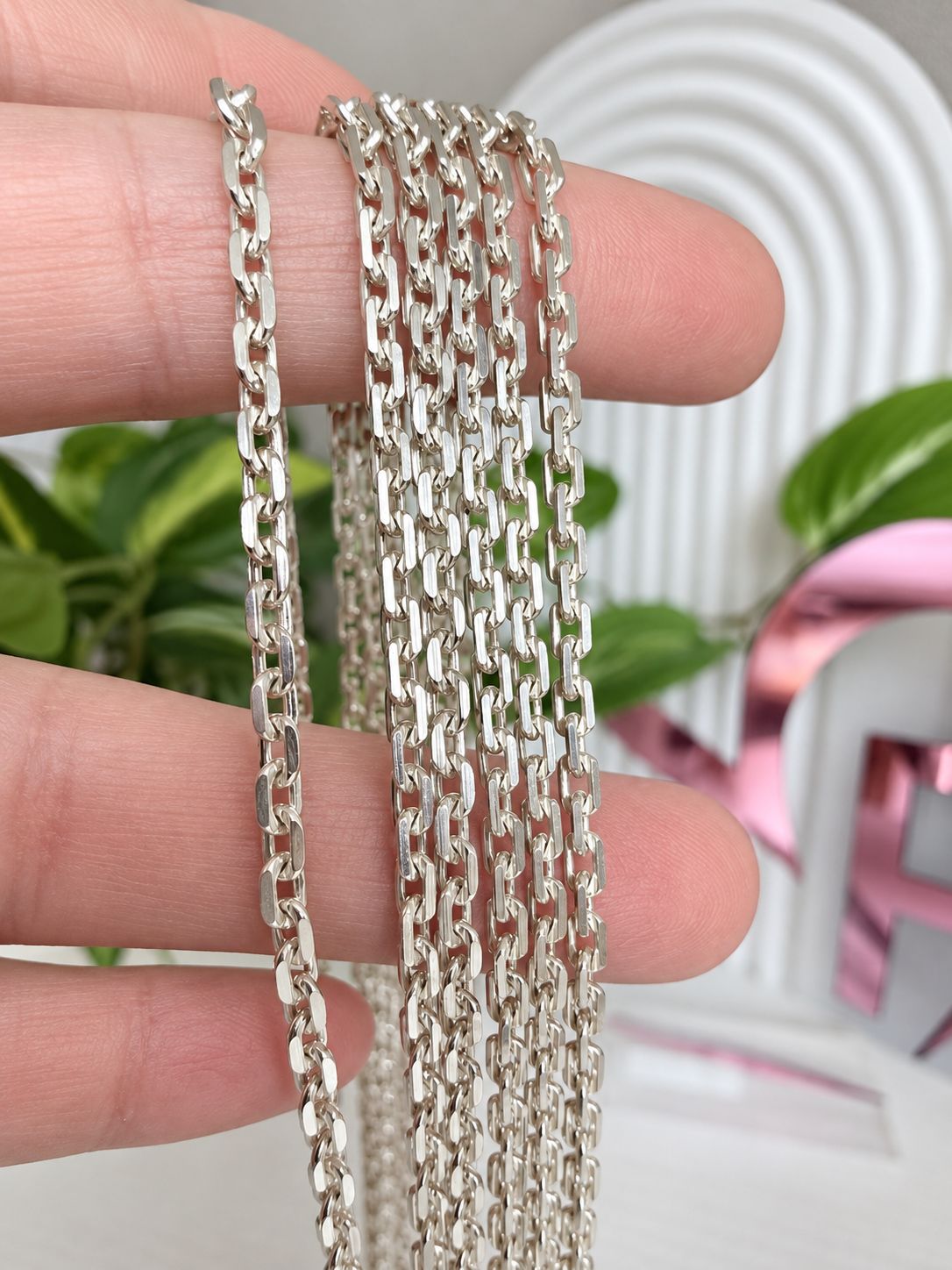 Cadena 70 cm Forcet, eslabón apretado |*PLATA925*|
