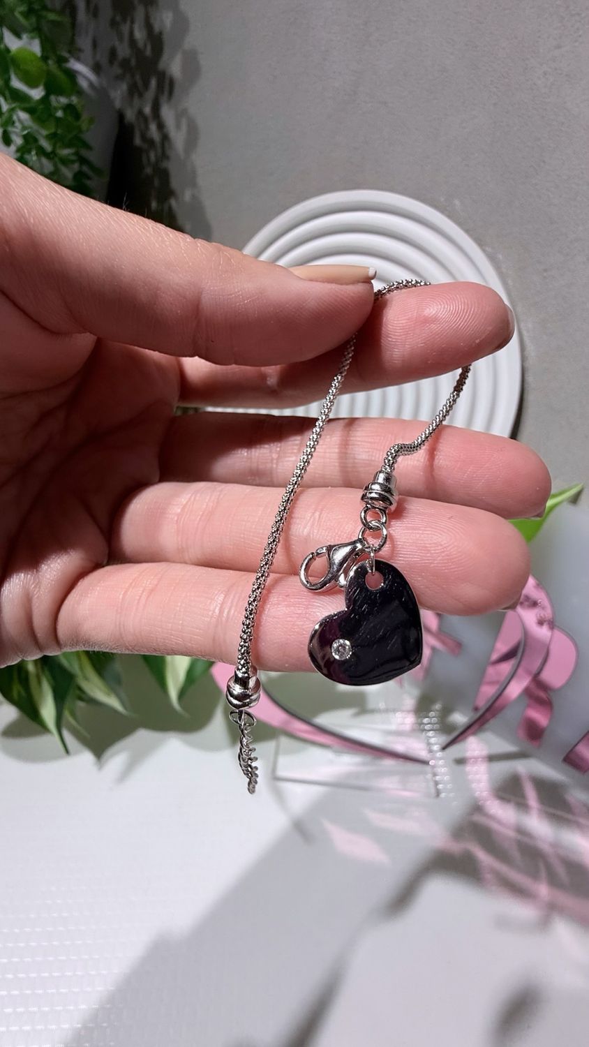 Pulsera Love, corazón con strass Personalizable|*PLATA925* | con extension.