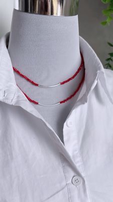 CHOKER TUBITO cristalitos rojo |*PLATA925*| Con Hilo de plata.