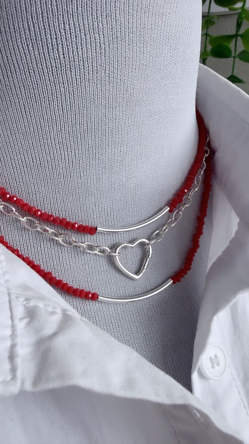 CHOKER CUORE | *PLATA925* | Desmontable, corazón portaAmuletos.