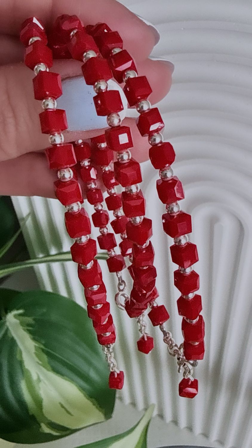 PULSERA CUBITOS cristal y esferitas de plata, hilo de plata. | *PLATA925*| con extensión para regular talle.