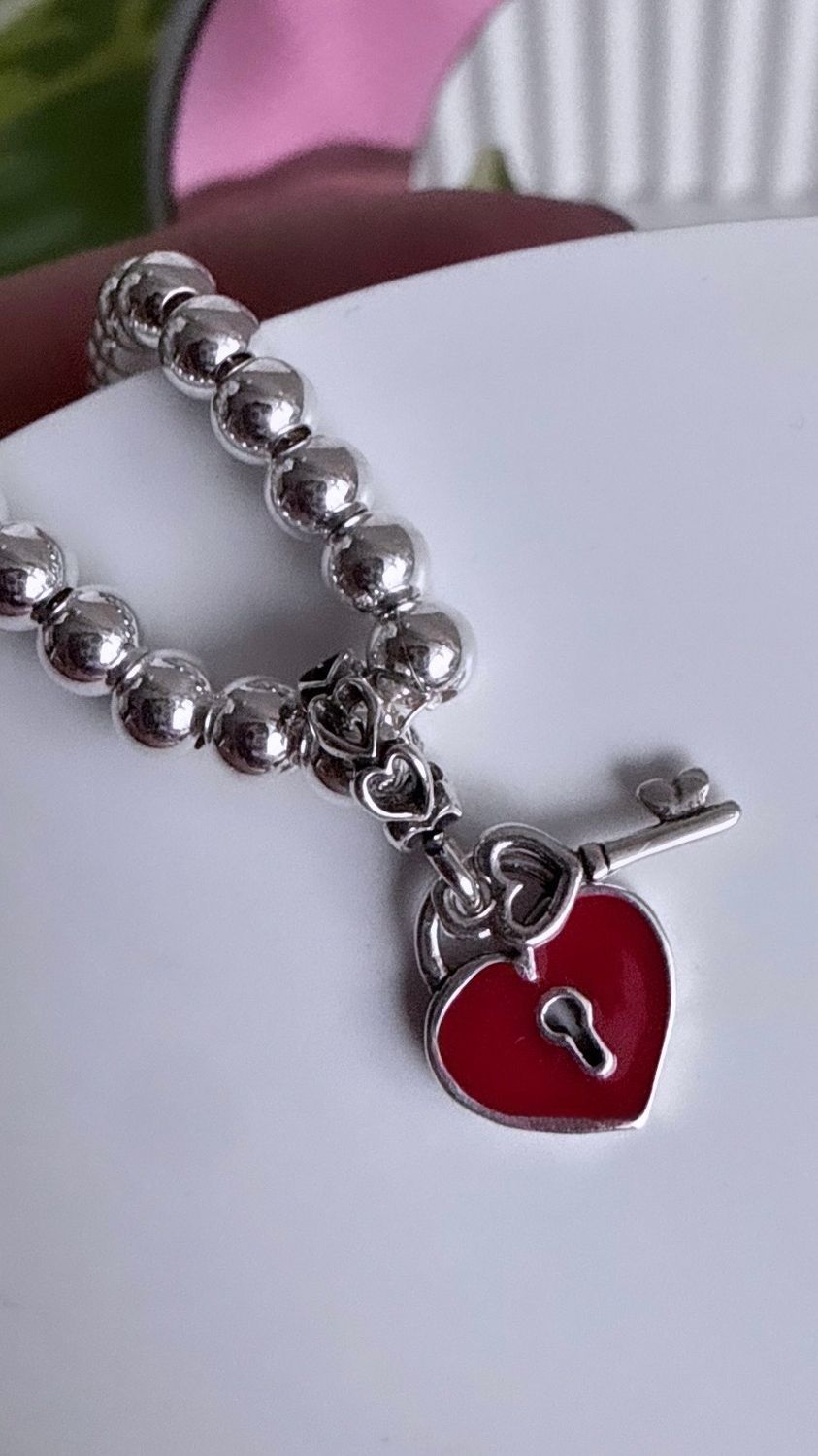 Corazón Carmesí con llave ❤️ |*PLATA925*|